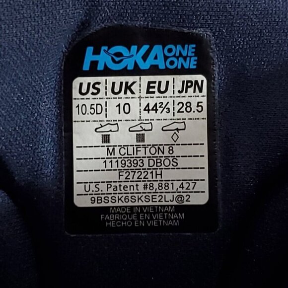 *READ* Hoka One One Clifton 8 Mens Size 10.5 D Running Shoes Blue 1119393 DBOS - Picture 15 of 15